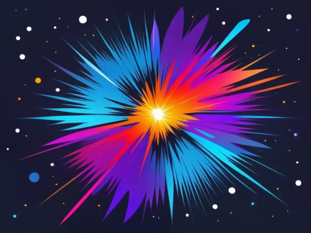 Imagen impactante del Big Bang y origen del universo en estilo minimalista y abstracto