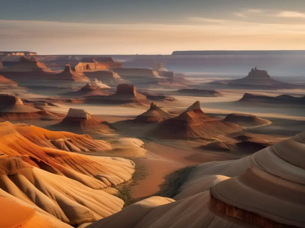 Paisaje minimalista de rocas sedimentarias, ciclos geológicos y formación de rocas