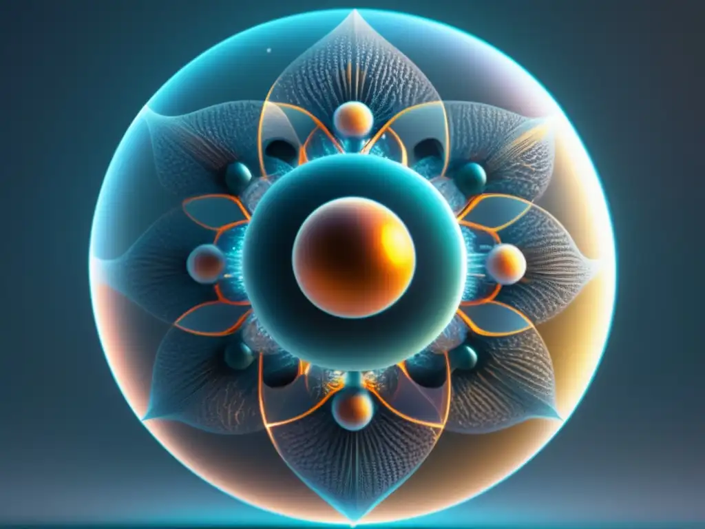 Biomateriales avanzados: fusión naturaleza y tecnología - Imagen 8k de fusión orgánico-tecnológica con esfera y elementos biomiméticos