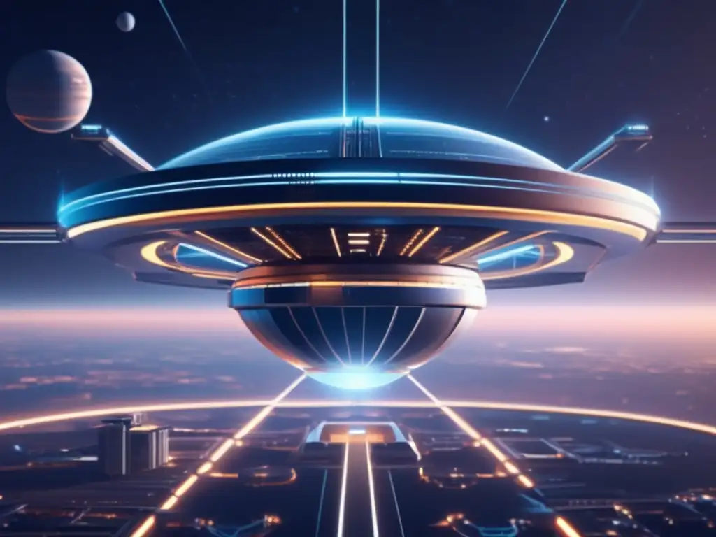 Tecnologías emergentes colonización espacial: estación espacial futurista en el cosmos con diseño minimalista y avanzada tecnología