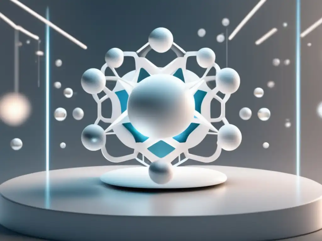 Diseño de fármacos avanzado en el futuro: laboratorio futurista con estructura molecular tridimensional y tecnologías innovadoras