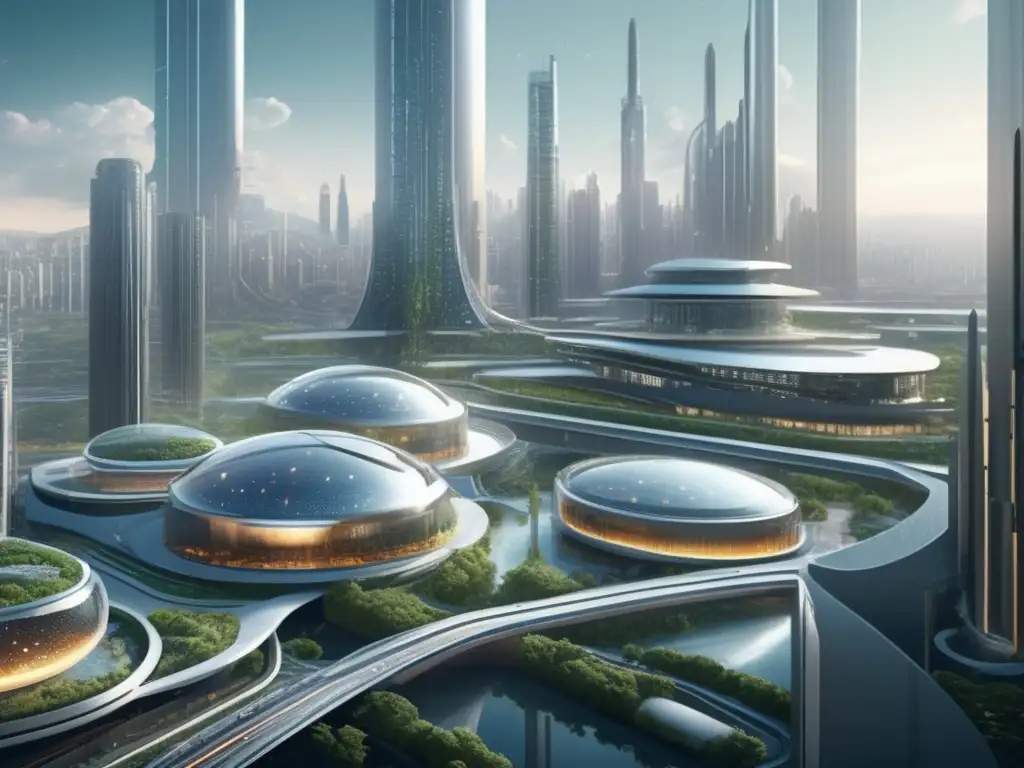 Paisaje industrial futurista con microorganismos en la economía industrial