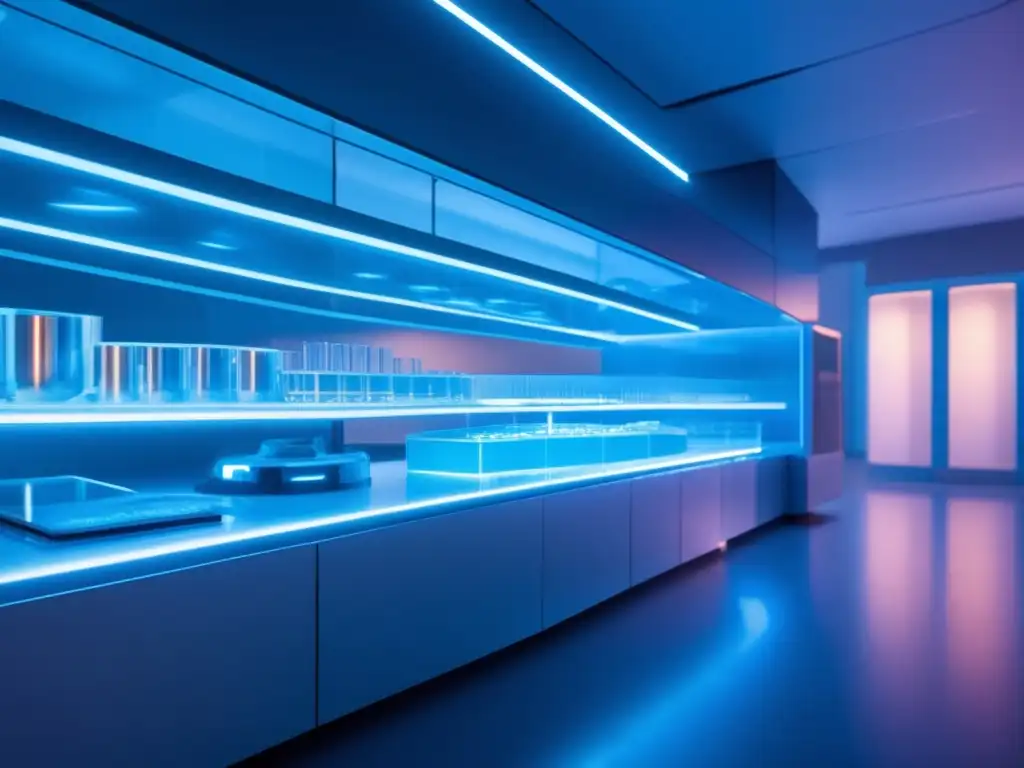 Laboratorio futurista de biomedicina Avance biomedicina: laboratorio futurista, tecnología avanzada, células vibrantes, terapias genéticas y celulares, medicina personalizada