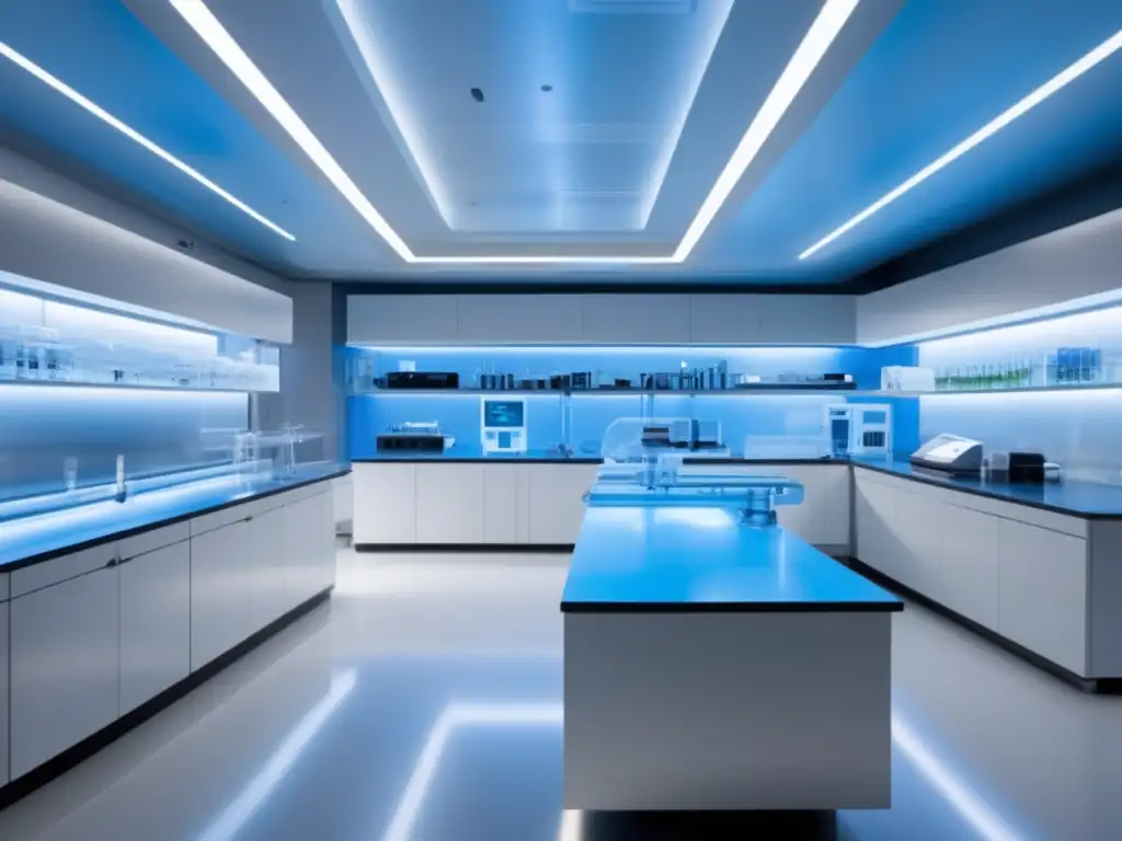 Laboratorio médico futurista con nanotecnología Futuro laboratorio médico con nanotecnología en tratamiento enfermedades infecciosas
