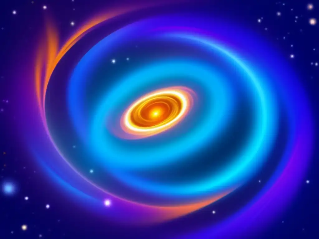 Evolución del plasma en el universo: imagen abstracta con colores vibrantes y corrientes de plasma en galaxias