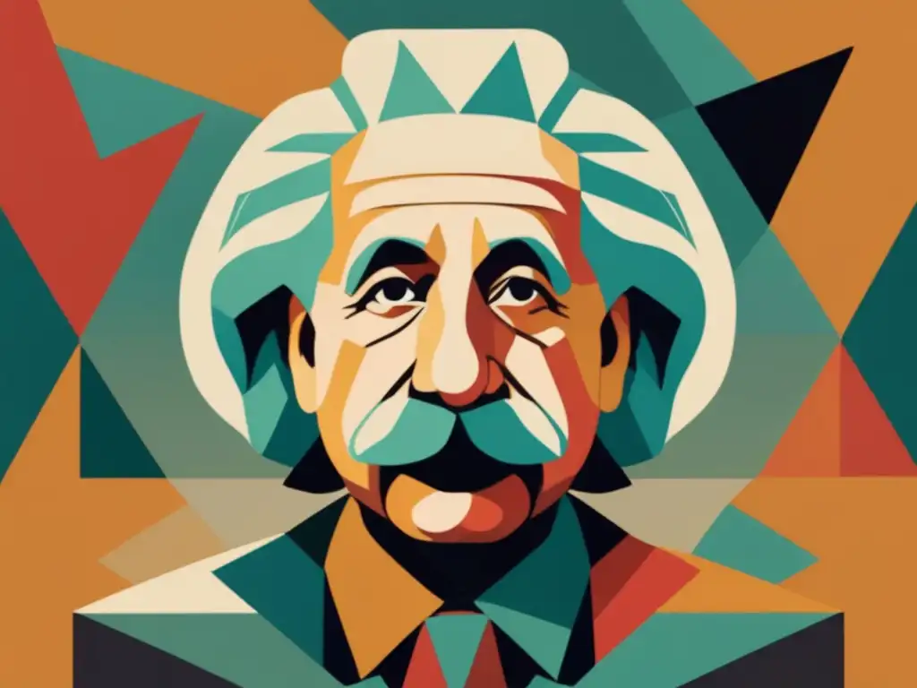 Rostro abstracto de Einstein, genio de la ciencia (Descubrimientos científicos de Albert Einstein)