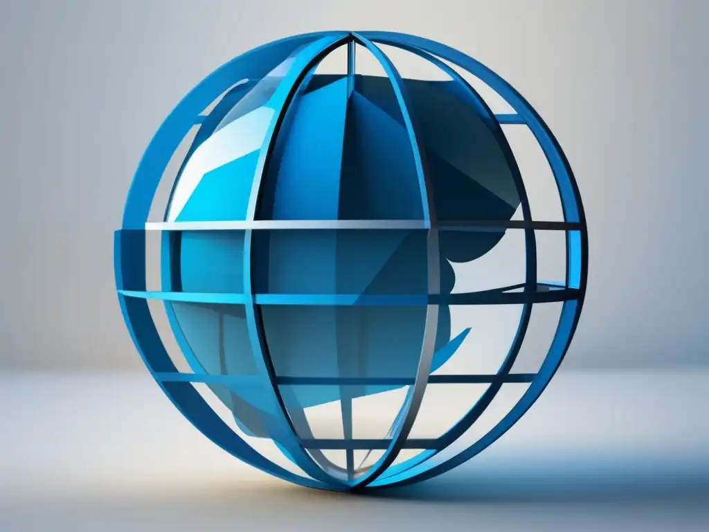 Imagen abstracta de un globo azul vibrante en una estructura transparente, simbolizando la importancia de la educación en el cambio climático