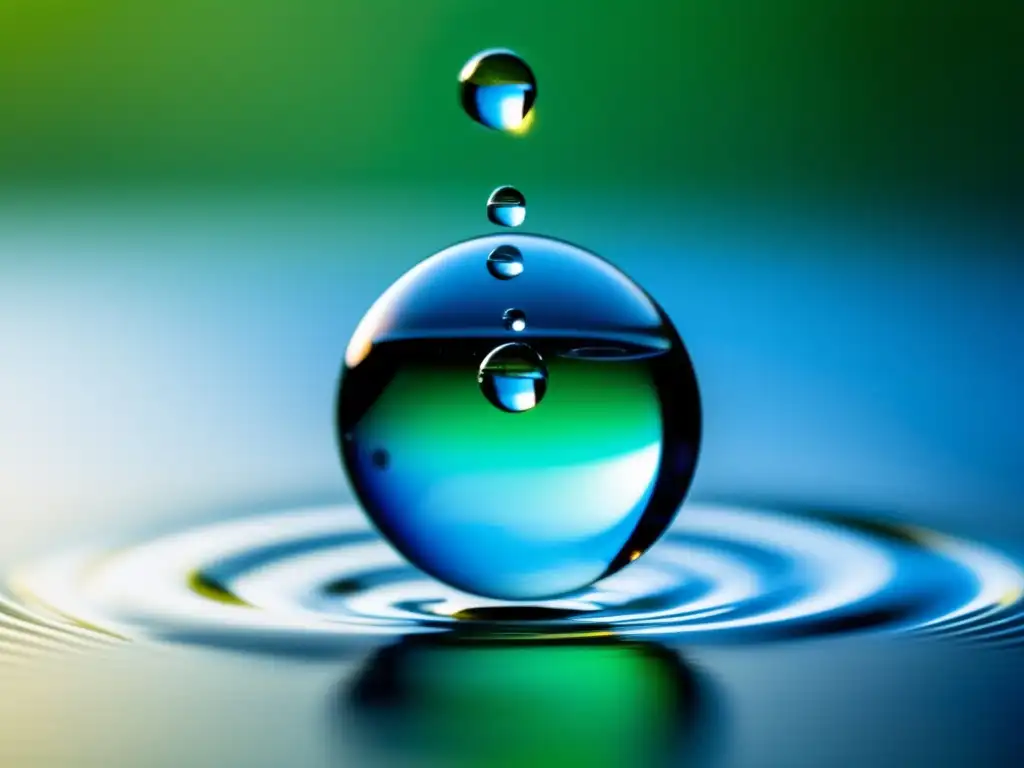 Gotas de agua en alta resolución, reflejando su entorno con claridad