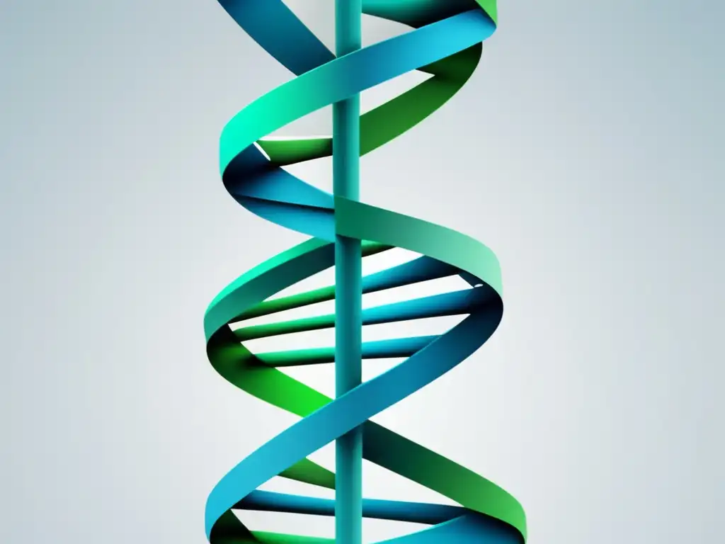 Importancia de la farmacogenética en la educación: DNA helicoidal abstracto de formas geométricas en azul y verde, simbolizando la integración de la farmacogenética en la educación