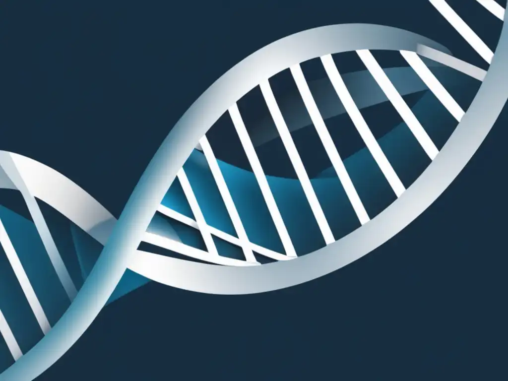 Potencialidades y riesgos de CRISPR: Helice ADN azul y blanco en fondo negro