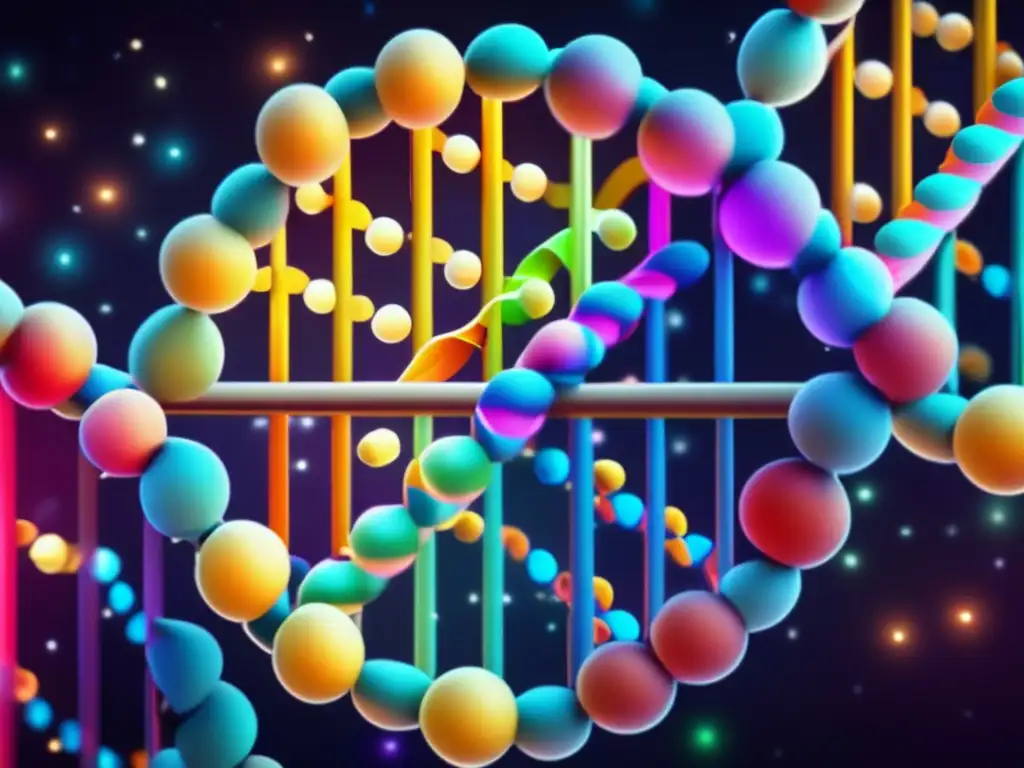 Importancia de la Bioinformática en genómica: Estructura de ADN, colores vibrantes, datos, bioinformática, genómica