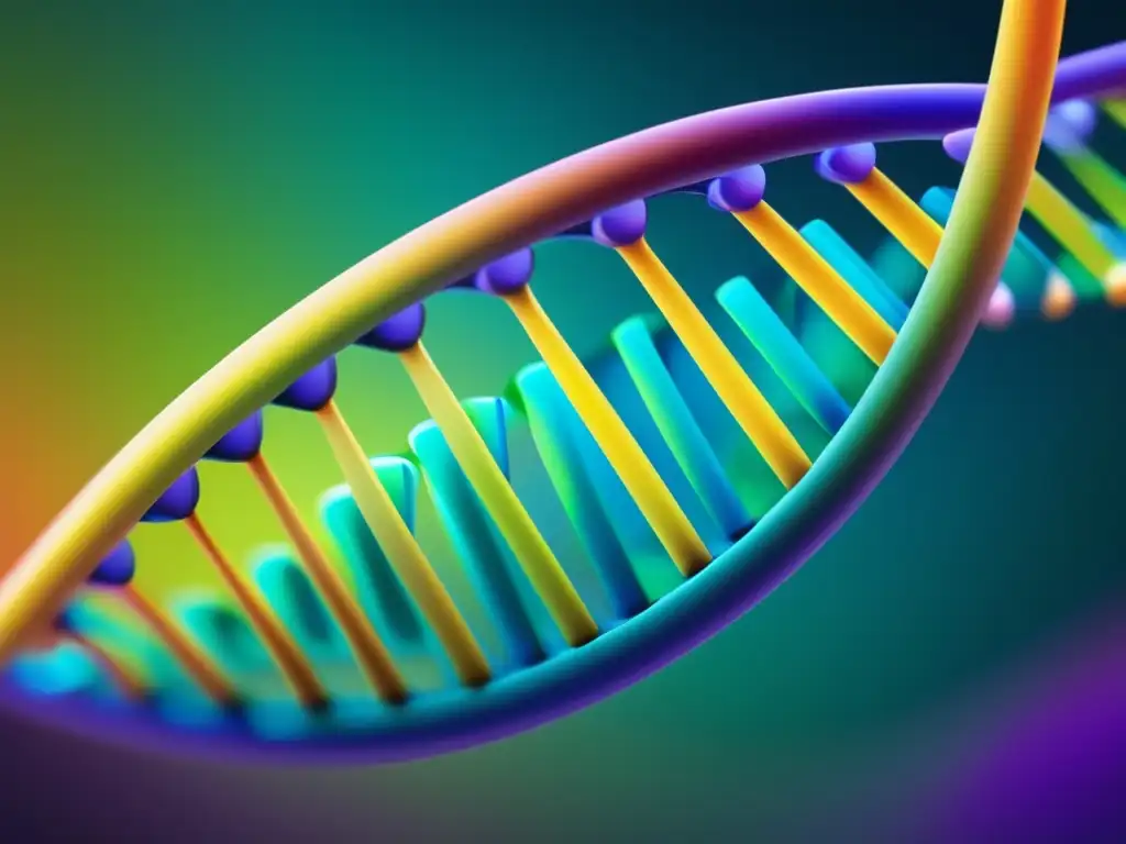 Imagen: Estructura de ADN en colores vibrantes, fusionando física y biología para resolver misterios de la vida