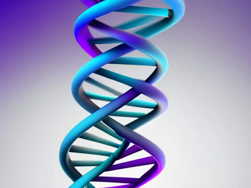 Importancia de la biomedicina en medicina personalizada: una imagen abstracta y minimalista de una estructura de doble hélice de ADN, con detalles ultraprecisos y colores vibrantes en un fondo blanco elegante