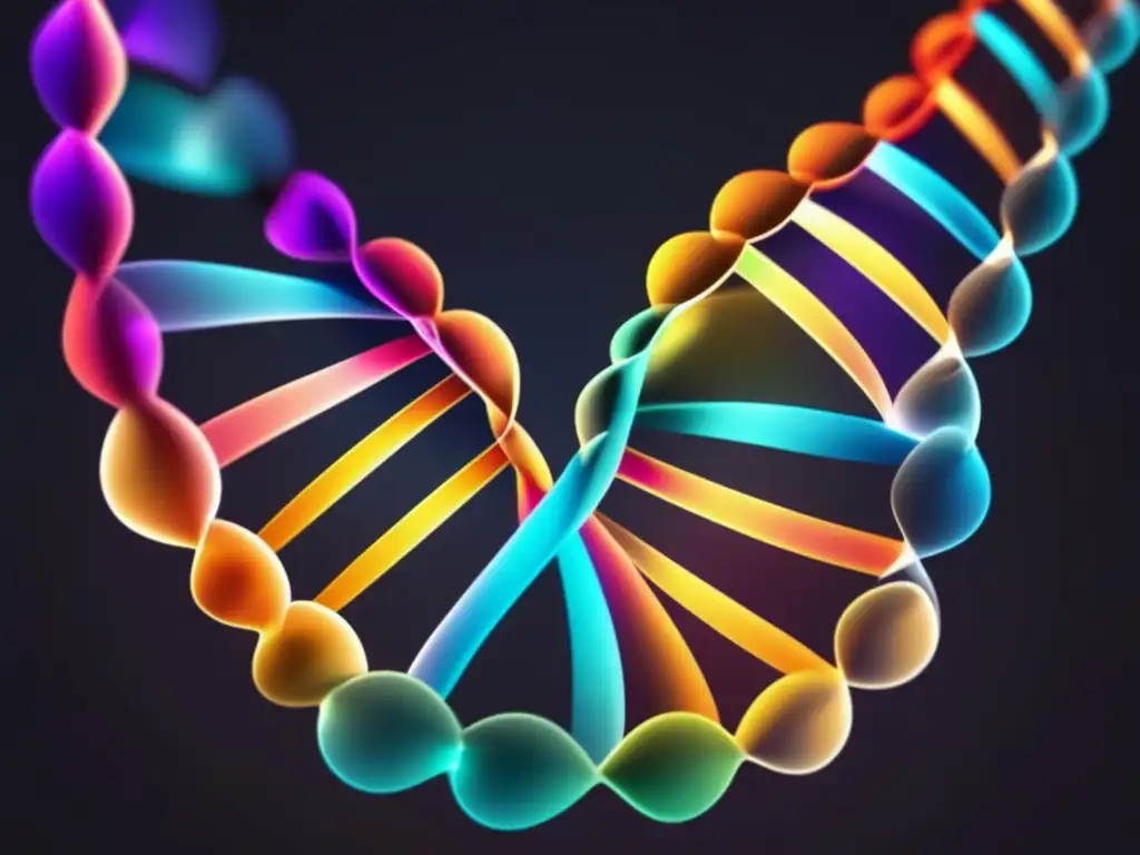 Helice ADN: Colores y brillo en fondo oscuro Terapia génica: la revolución de la ingeniería genética