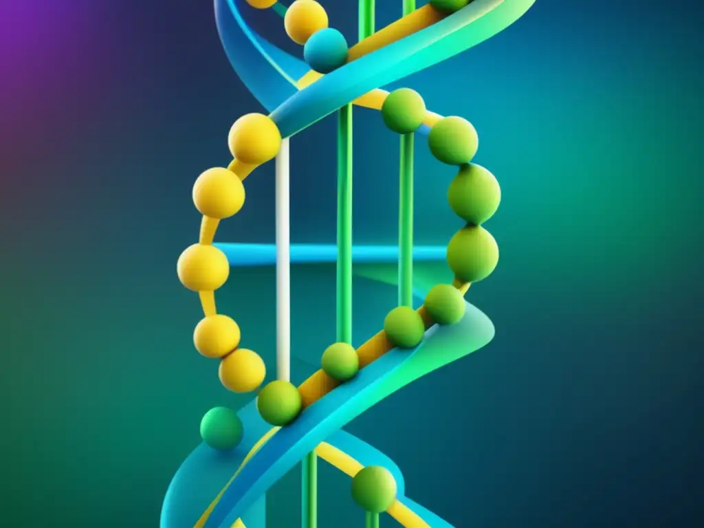 Importancia de la Biología Sintética: Imagen 8k impresionante de una intricada hélice de ADN, rodeada de formas geométricas abstractas y minimalistas