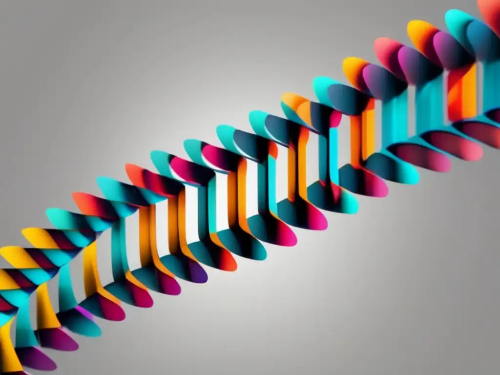 Estructura de ADN en estilo minimalista y abstracto, simbolizando la complejidad y conexión de la genética