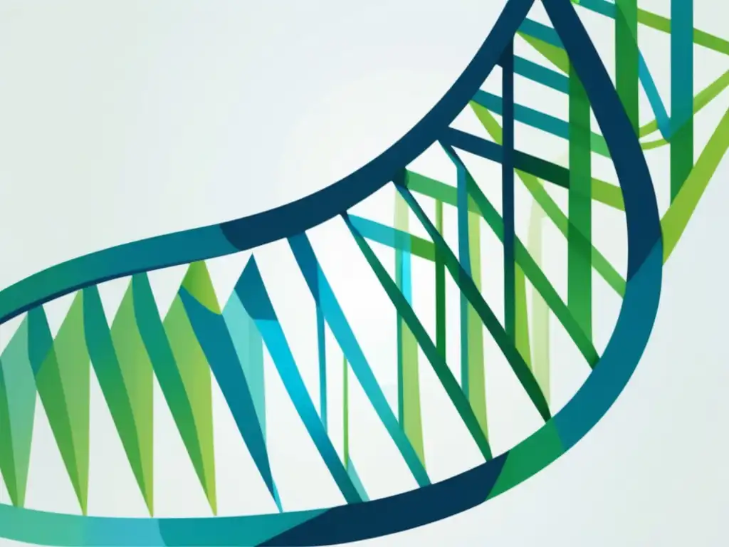 Tratamiento personalizado asma farmacogenómica: helix abstracto de formas geométricas en azul y verde