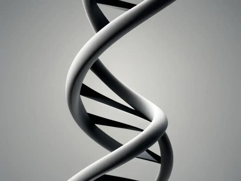 Fundamentos de la biomedicina y aplicaciones: Representación minimalista de una doble hélice de ADN, resaltando su belleza y complejidad