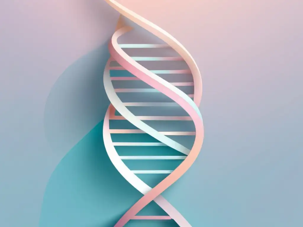 Importancia de la bioinformática en secuenciación genómica: imagen elegante y minimalista, ADN en triángulos translúcidos de colores pastel