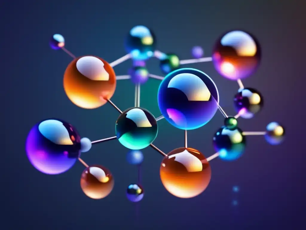 Diseño de fármacos avanzado en el futuro: estructura molecular vibrante y abstracta en tonos azules, verdes y naranjas