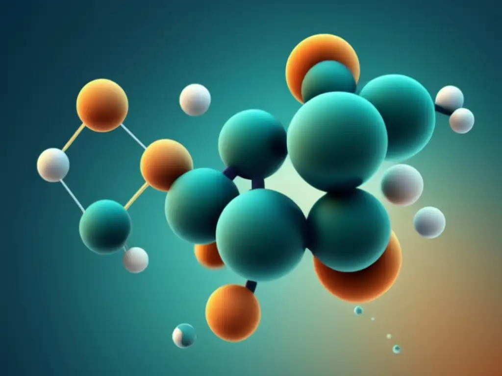 Importancia Proteómica en Biotecnología: Molecula abstracta proteica con estilo minimalista y colores vibrantes