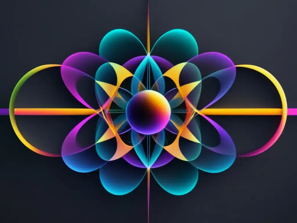 Abstracción en Quantum Computing Computación cuántica: misterios revelados, imagen en 8k con composición abstracta, líneas vibrantes y entrelazadas en un fondo negro