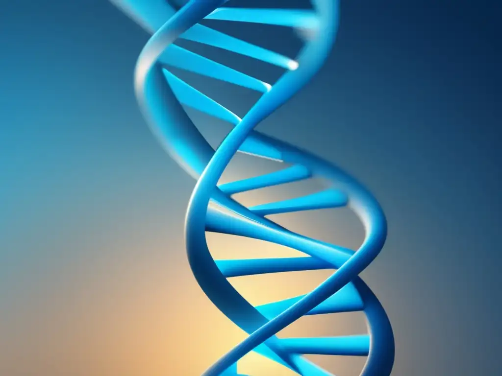 Aplicaciones de CRISPR en genómica: Helice ADN azul, abstracta y minimalista, con brillo transformador