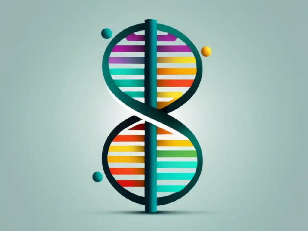 Microbiología forense: técnicas y aplicaciones - Representación abstracta minimalista de una doble hélice de ADN, resaltando los pares de bases y la estructura molecular