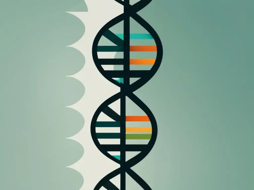 Ilustración minimalista de una doble hélice de ADN, transmite información genética y ancestros