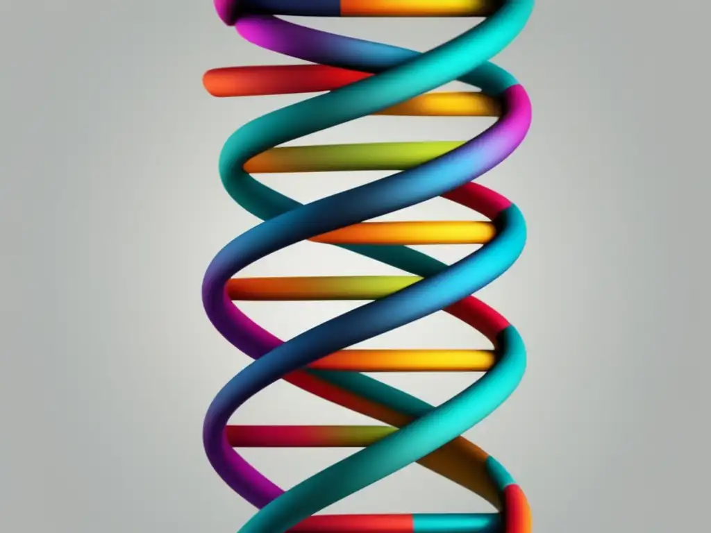 Imagen abstracta de una estructura de ADN con colores vibrantes, representando la farmacogenómica en salud mental