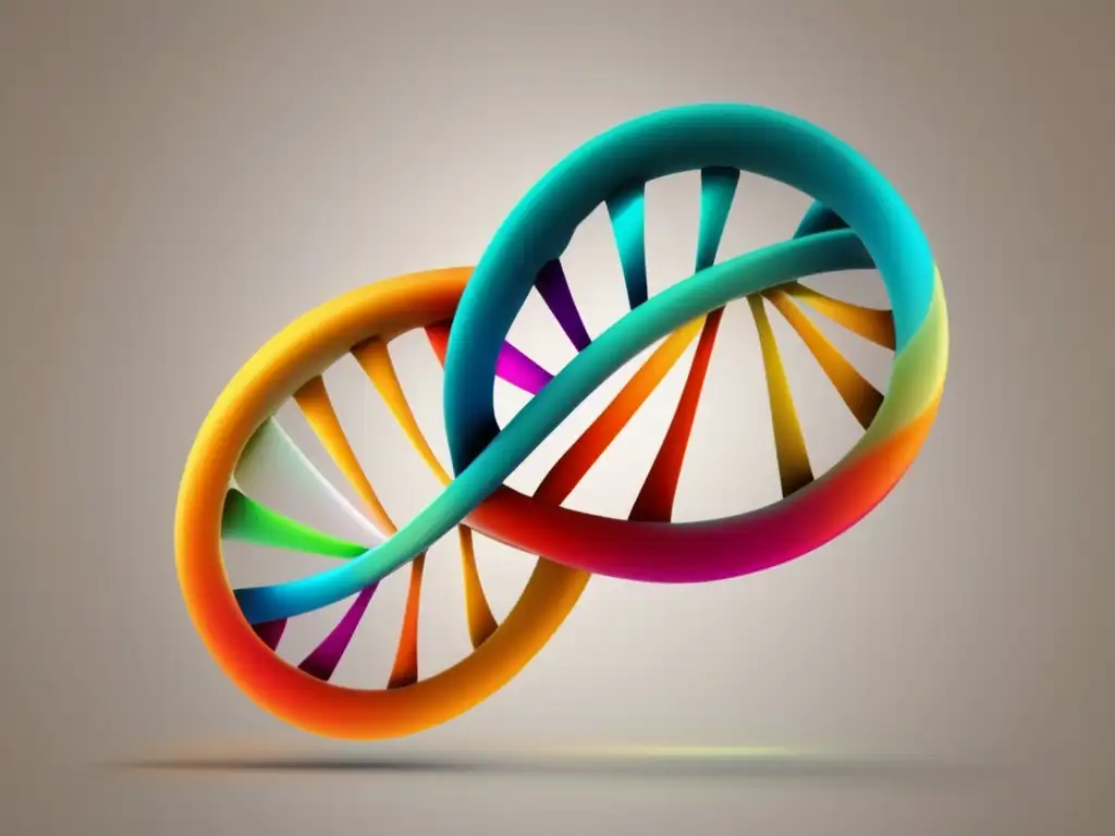 Helice ADN abstracta con colores vibrantes que representa la importancia de la adaptación en la evolución