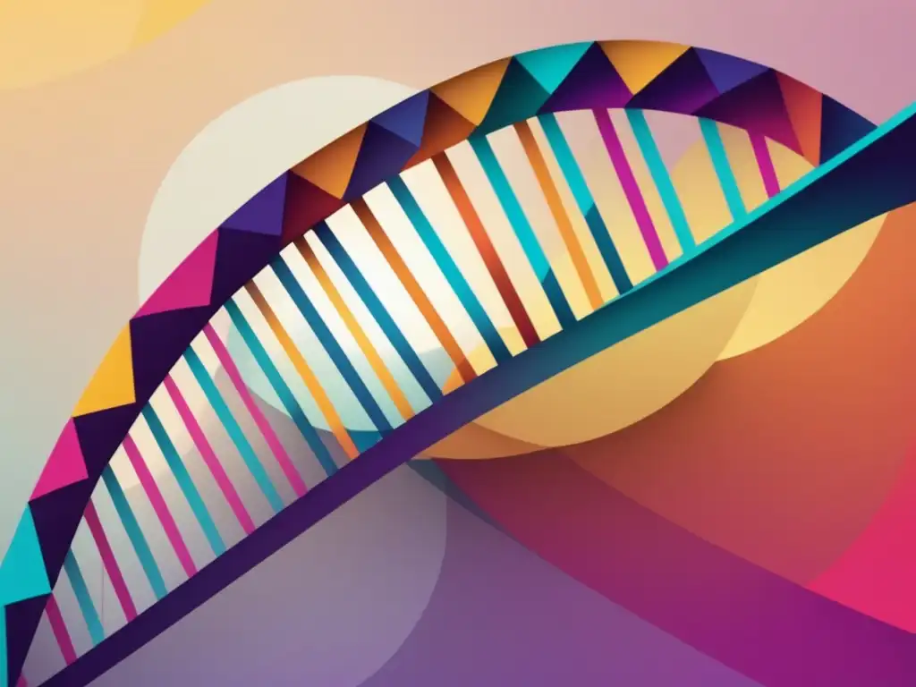 Importancia de la Biomedicina en la lucha contra el Cáncer: imagen abstracta de una colorida hélice de ADN geometrica y minimalista