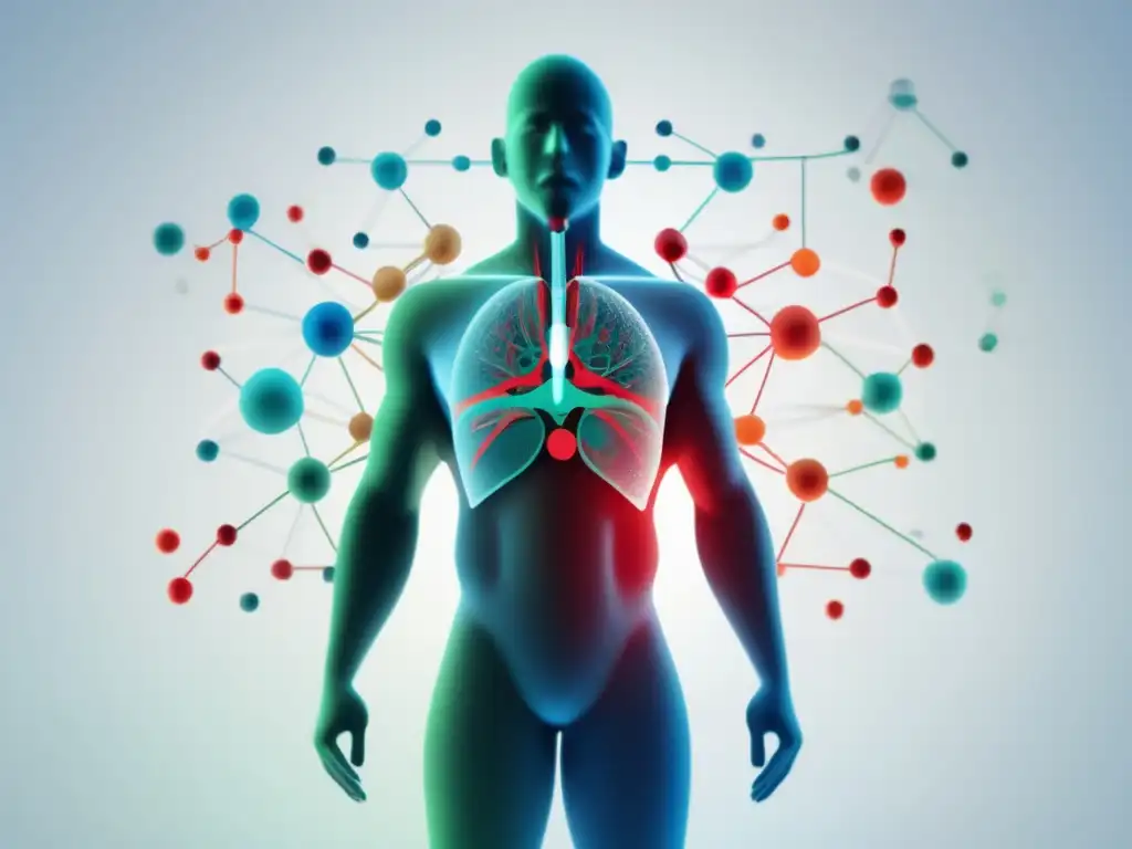 Cuerpo humano abstracto en 8K Importancia de la biomedicina en la salud: imagen 8K de cuerpo humano abstracto con formas geométricas interconectadas