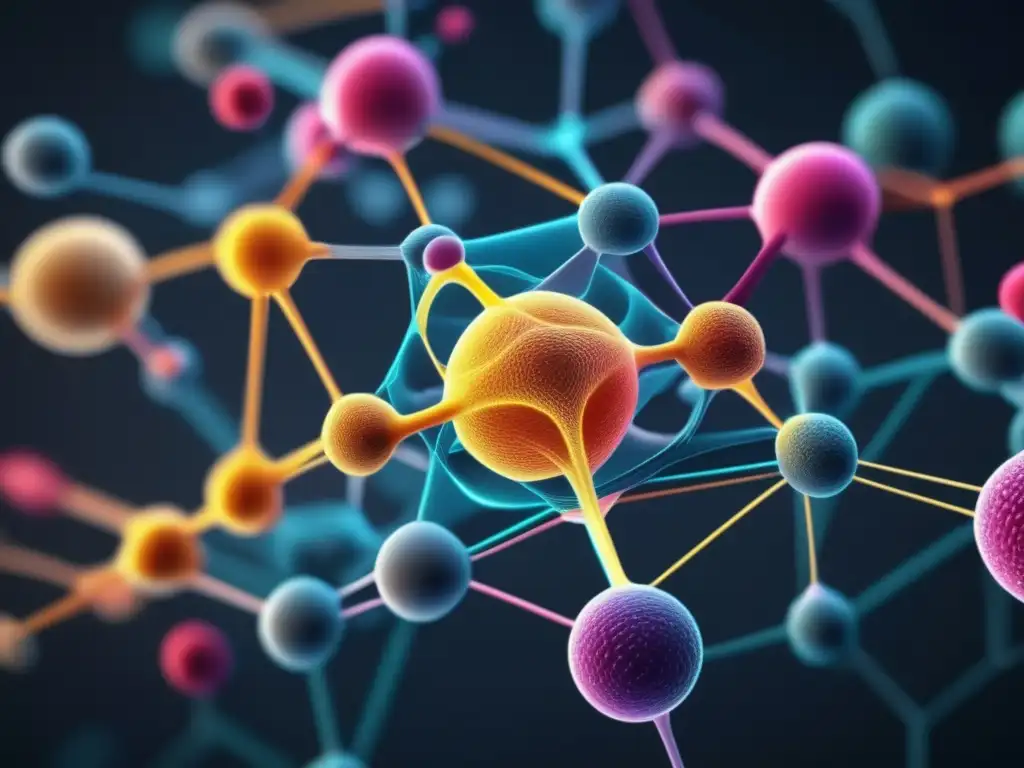 Desafíos biofísicos en biología sintética: imagen biomolecular abstracta y vibrante