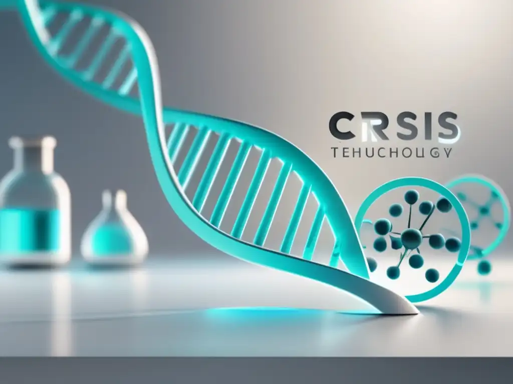 Edición genética CRISPR: Representación minimalista de la tecnología de edición genética CRISPR en acción