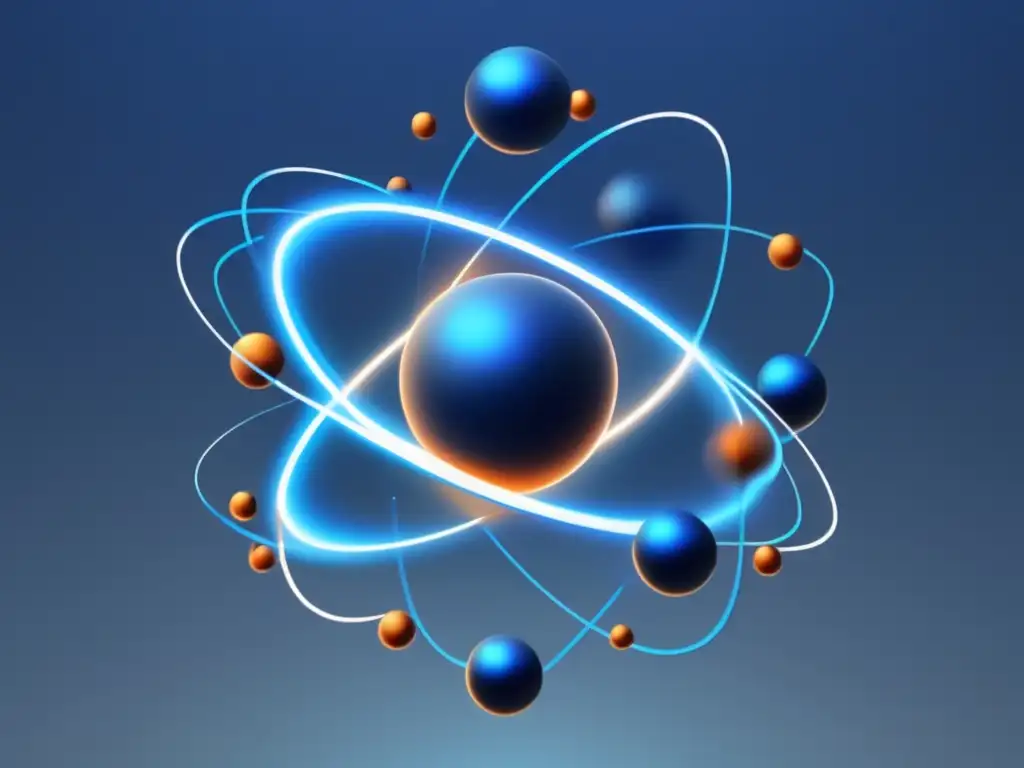 Efecto Zeeman: Atom con electrones en órbita, líneas de campo magnético y niveles de energía divididos