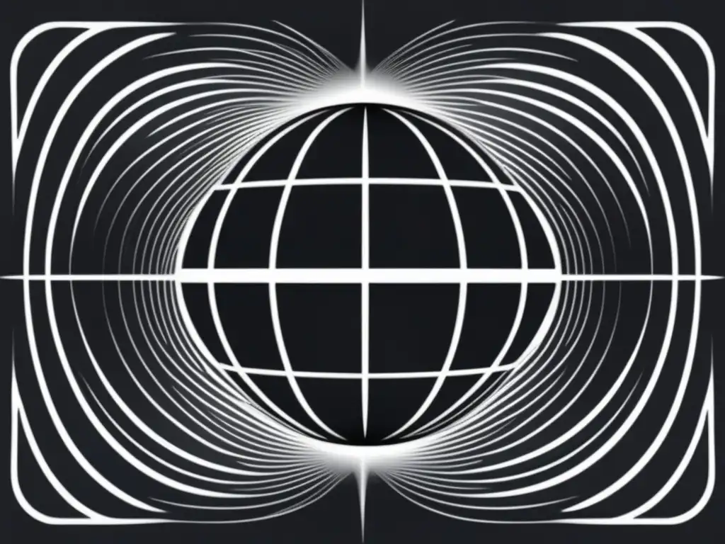 Aplicaciones de geometría diferencial en física teórica: Imagen minimalista y abstracta que representa la interacción entre geometría y física