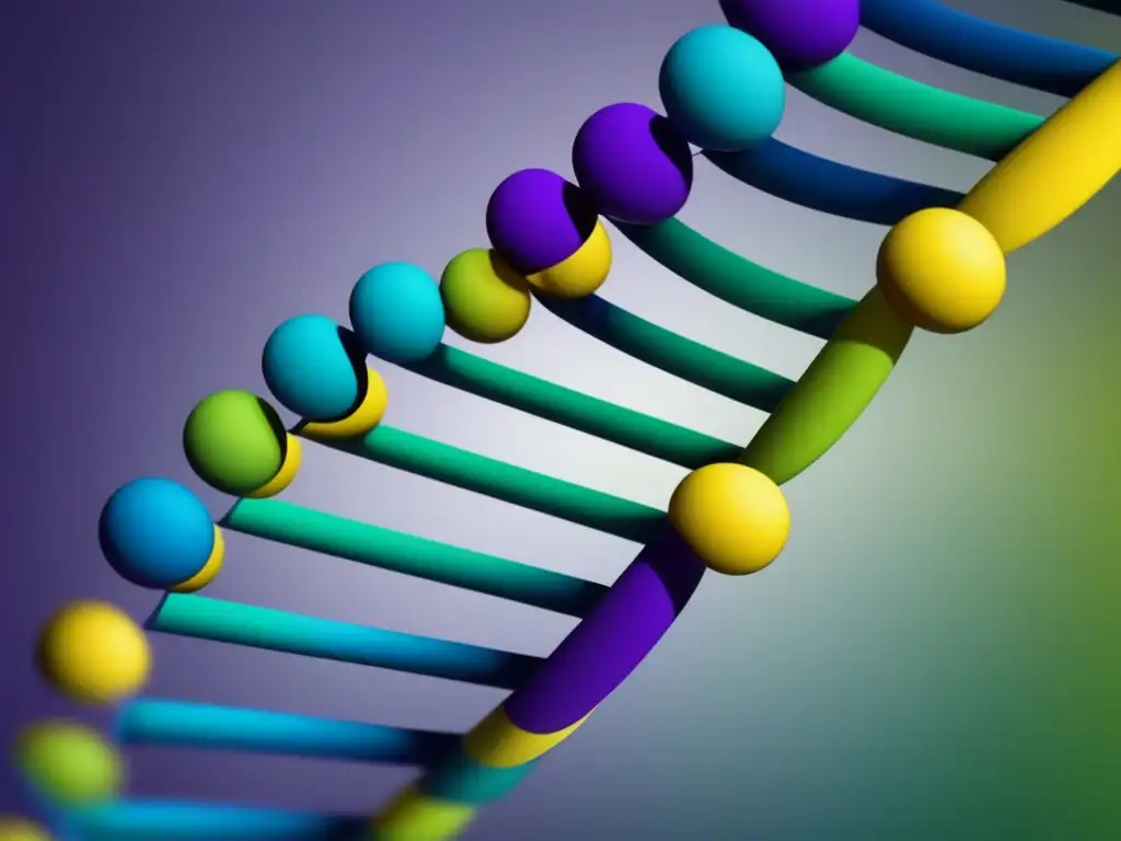 DNA doble hélice con formas geométricas y colores vibrantes, que representa la complejidad de la farmacogenómica: respuesta individual a medicamentos