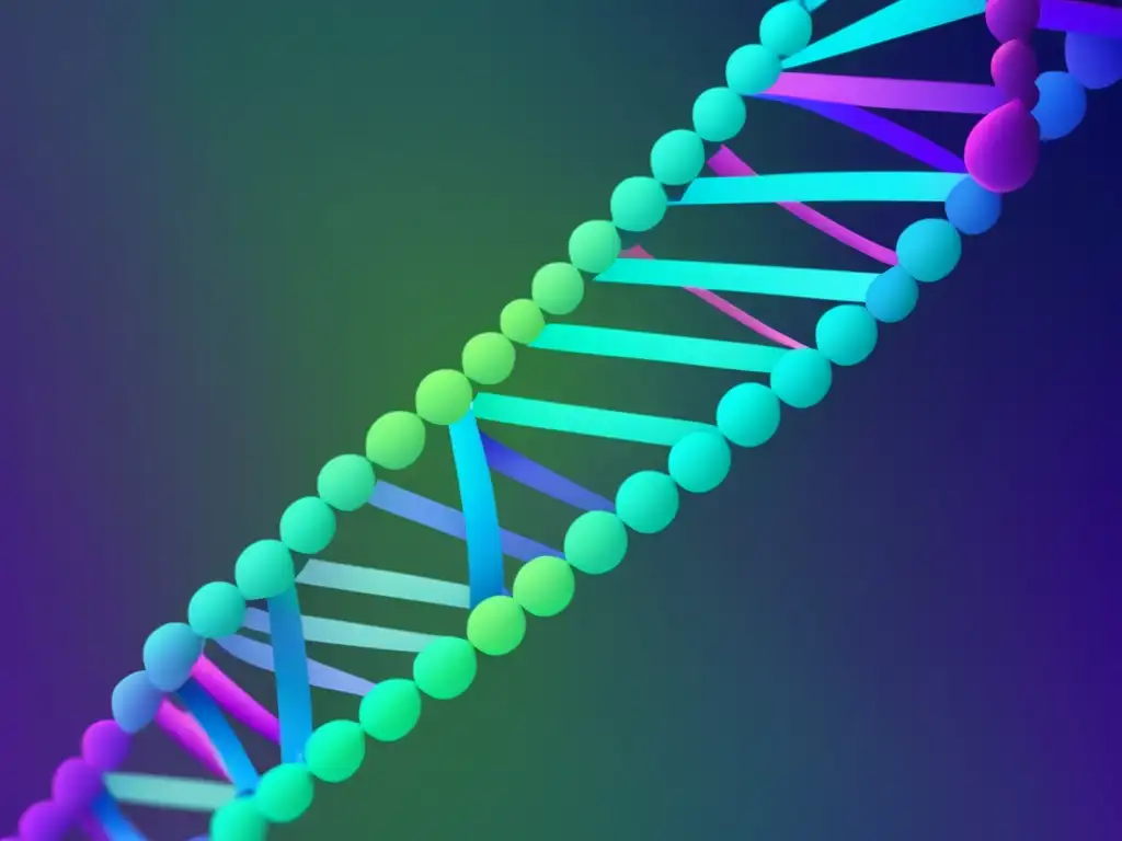 Importancia Farmacogenómica en VIH: estructura ADN abstracta, colores vibrantes, precisión genética