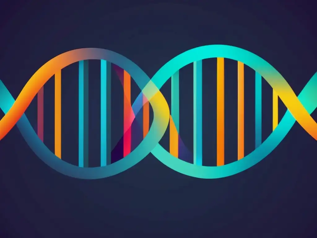 DNA helix minimalista que muestra la estructura intrincada de la molécula de ADN y resalta la tecnología CRISPR