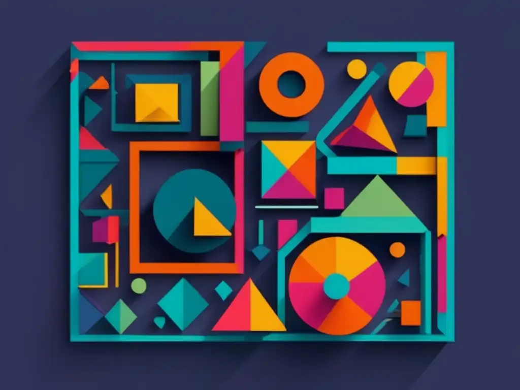 Teoría de la evolución moderna: Composición geométrica abstracta con colores vibrantes