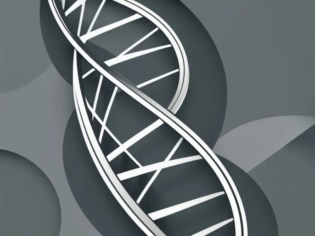 Estructura de doble hélice y geometría gris que representa la ingeniería genética y ARN interferencia