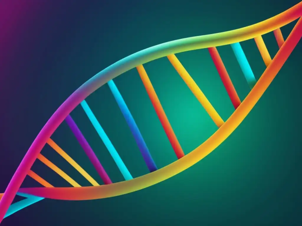 Importancia de la transcriptómica en enfermedades genéticas: imagen abstracta de ADN con formas geométricas y colores vibrantes