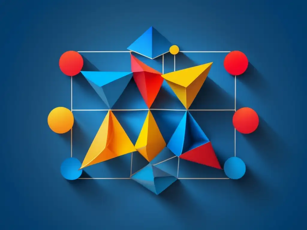 Descubrimiento matemático en álgebra abstracta: imagen 8K de elementos interconectados en armonía