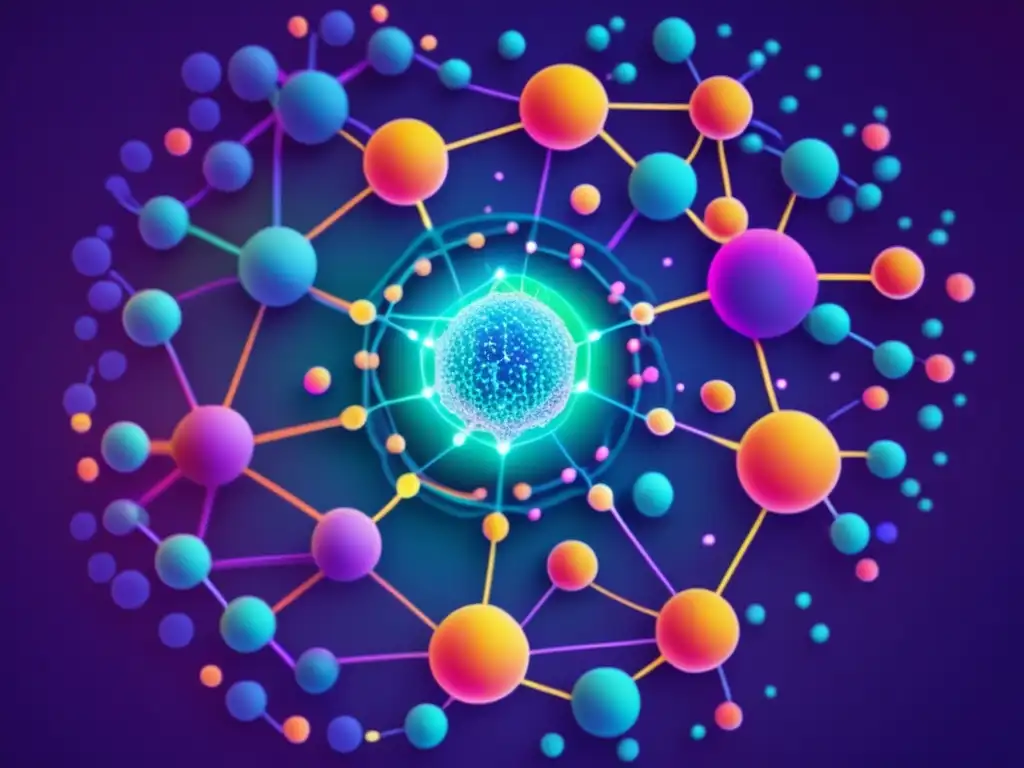 Funcionamiento sistema inmunológico enfermedades infecciosas: representación abstracta colorida del sistema inmunológico, con células y patógenos