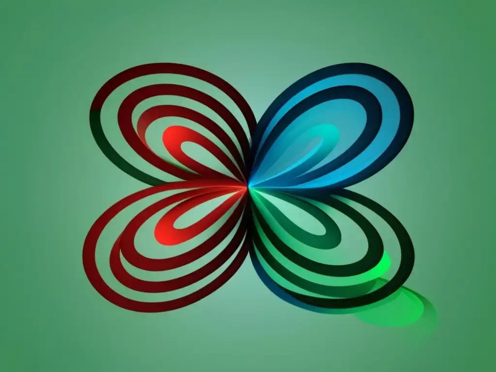 Imagen abstracta de líneas entrelazadas en rojo, azul y verde, simbolizando quarks: partículas fundamentales de la materia