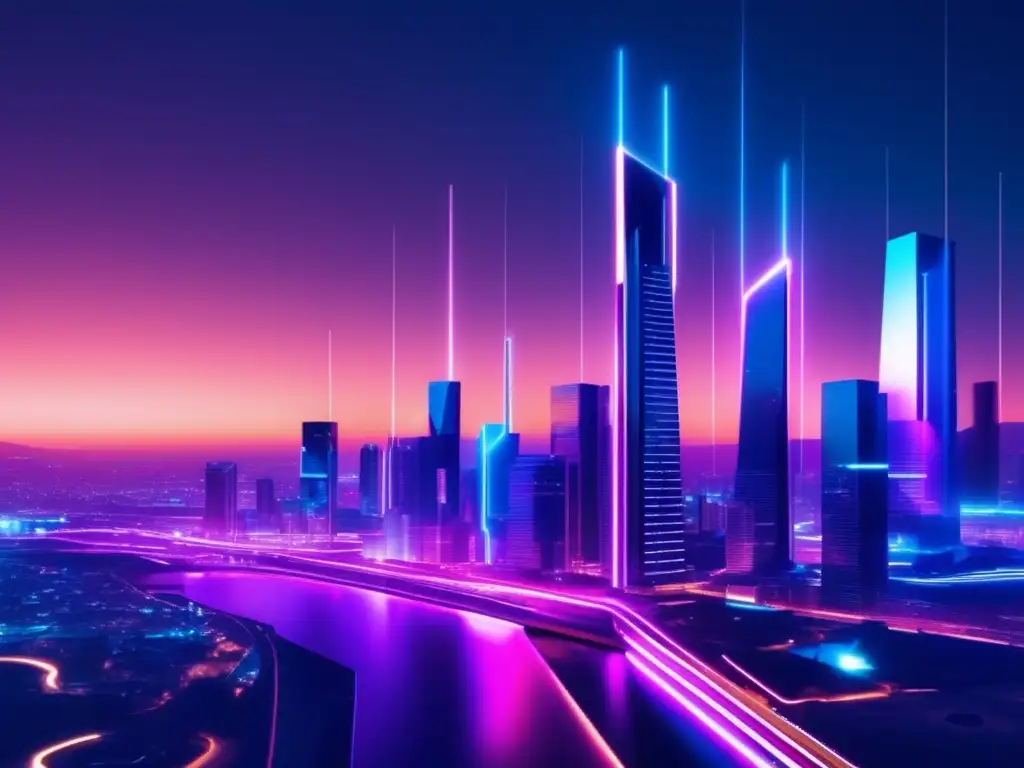 Futuro de los materiales avanzados en seguridad Importancia de materiales avanzados en seguridad y defensa: ciudad futurista, materiales vanguardistas, investigadores en laboratorio