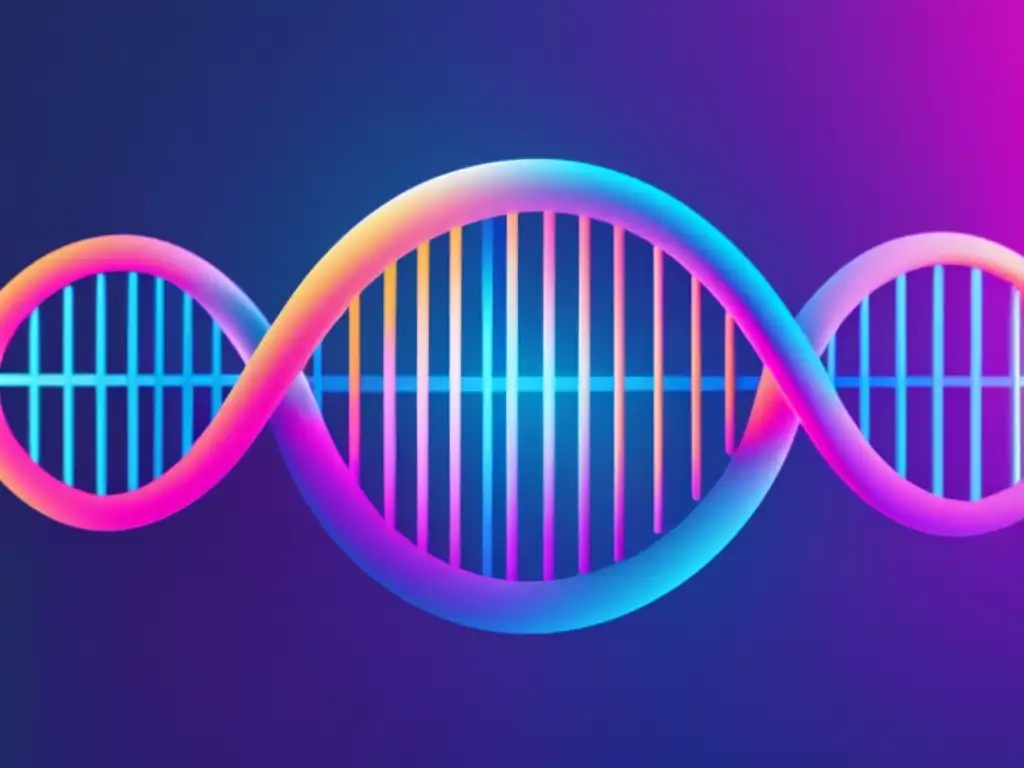 Consecuencias edición genética CRISPR: imagen abstracción minimalista ADN gradientes vibrantes