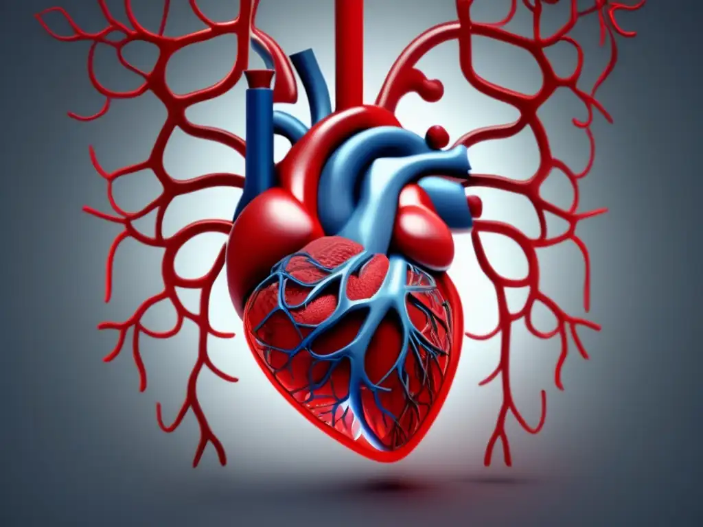 Representación minimalista de sistema cardiovascular con foco en tratamiento con nanomedicina