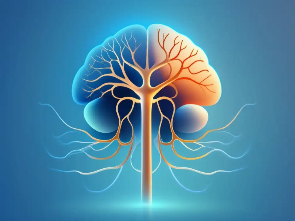 Neurobiología del estrés explicada: red neuronal, sistema nervioso periférico y eje HPA en una representación abstracta y detallada